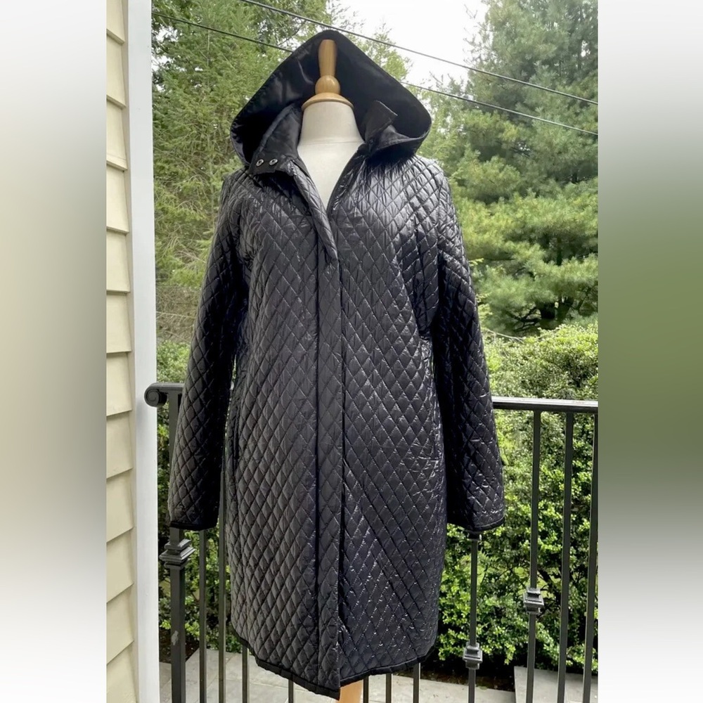 SAKS JANE POST for SFA blk quilted coat M CLASSIC lined lightweight